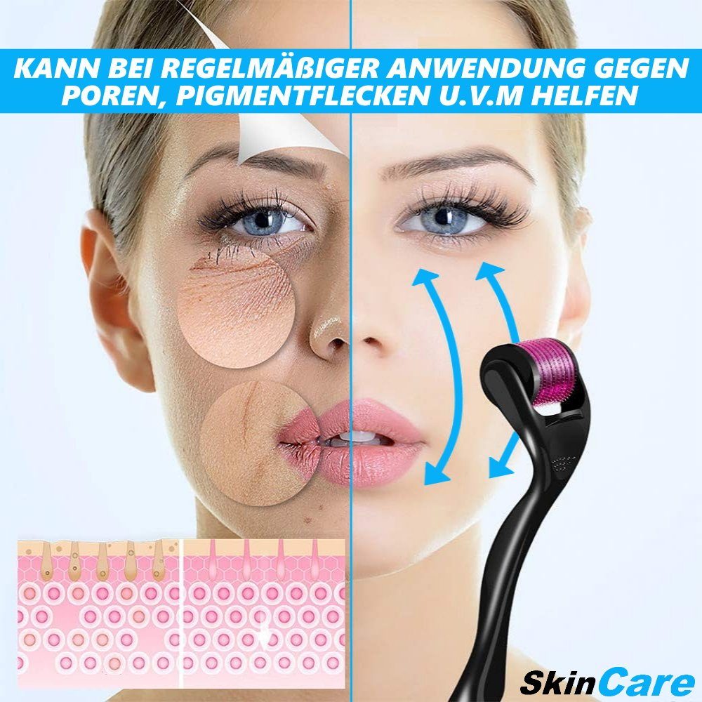 Micronadeln SkinCare Mikronadelroller Anti Narben Derma MAVURA Haarwachstum, Haut Roller Haarwuchs Aging Regeneration Hautpflege Pigment Pflege Falten, Haare Nadelroller Massageroller Haar Bart Wachstum, Microneedling Cellulite Dermaroller