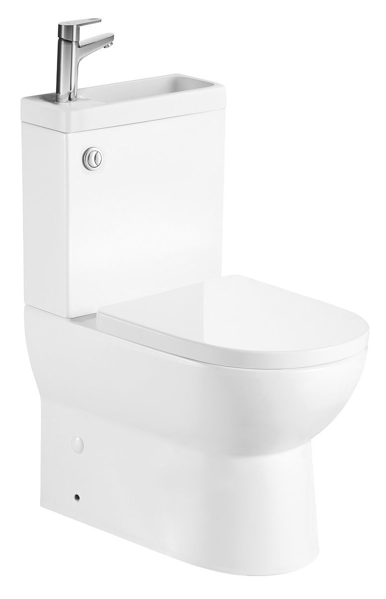 Aqualine Tiefspül-WC JALTA HYGIE WC-Kombi mit Waschbecken, Rimless, senkrecht/waagerecht, Aqualine-PB103H