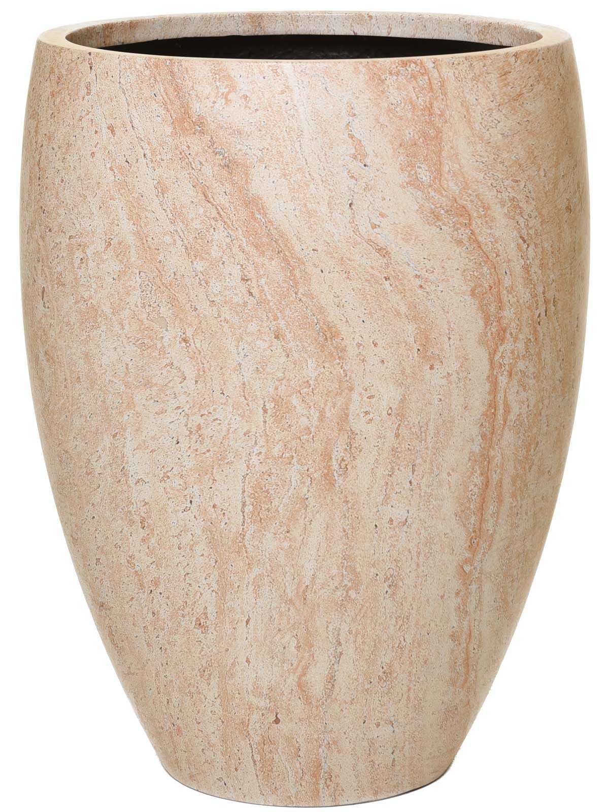 VIVANNO Pflanzkübel Fiberglas OVOLO Rund - Travertin Steinoptik (1 St), 42x55 cm