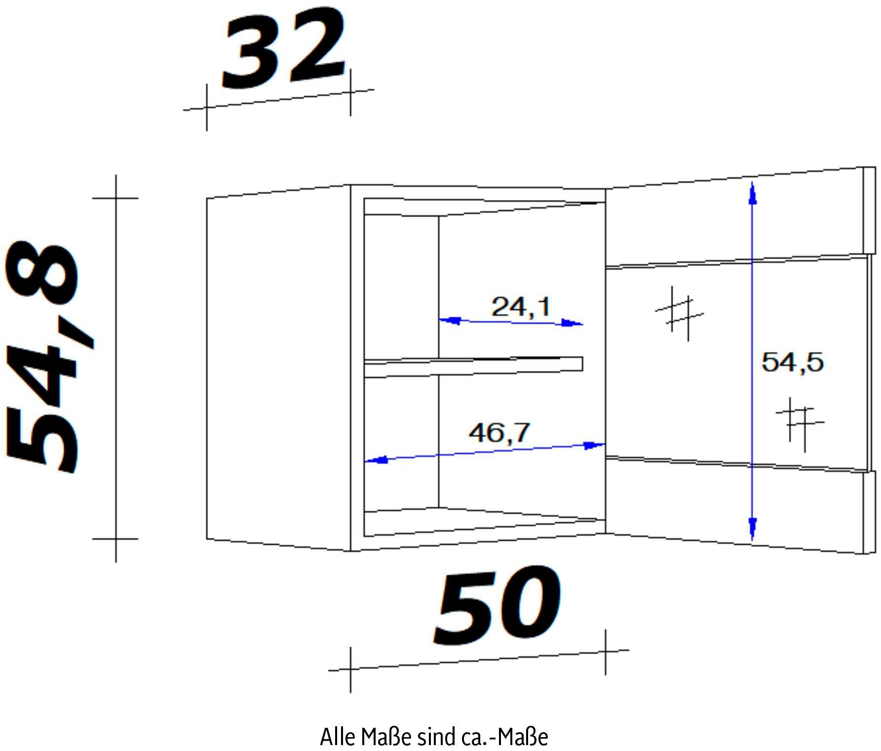 x x (B H x cm, 50 mit Flex-Well T) x Glashängeschrank 32 Vintea Stollenglastüren 54,8