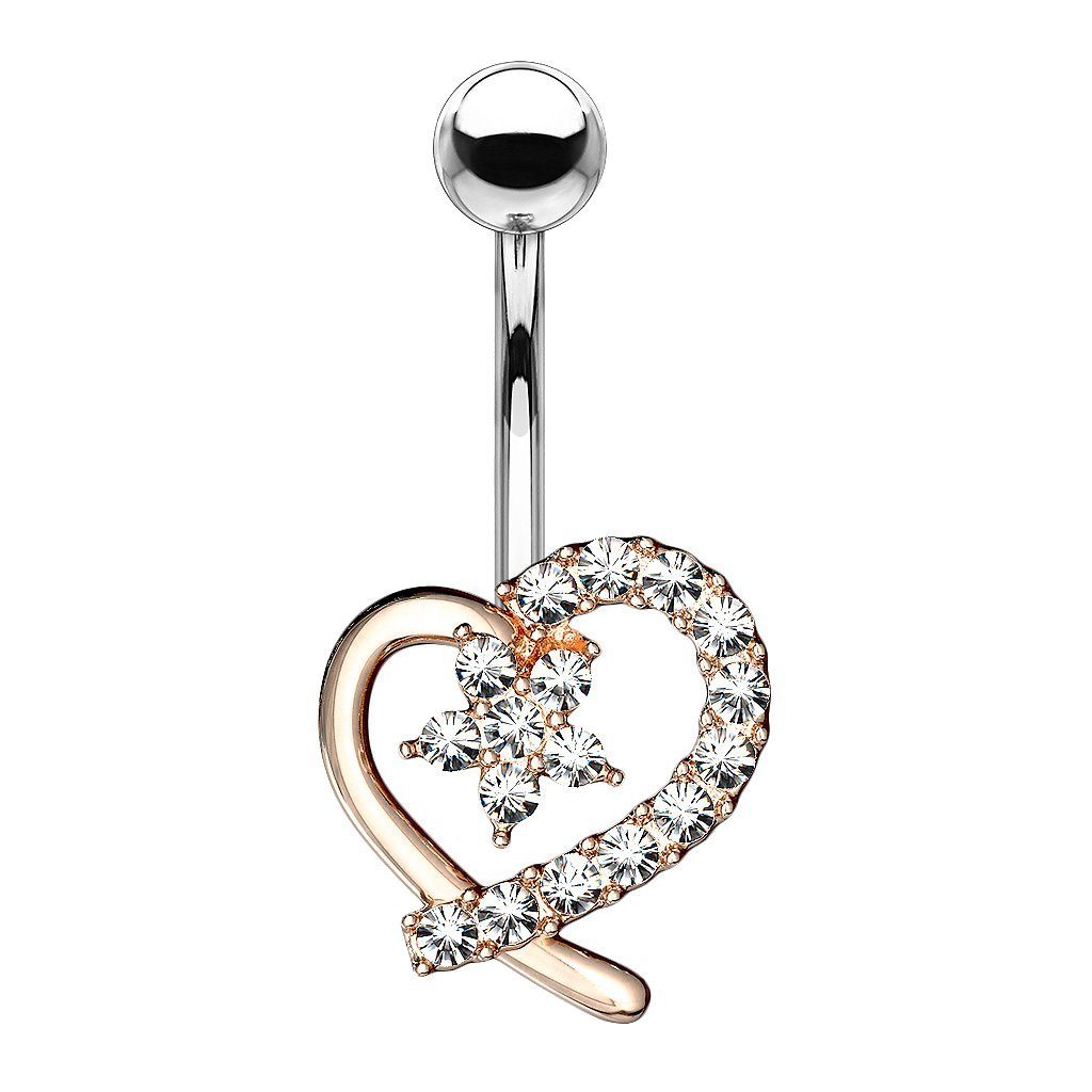 Bauchnabelpiercing Piercing Banane Stecker Kristall Herz Blume Center