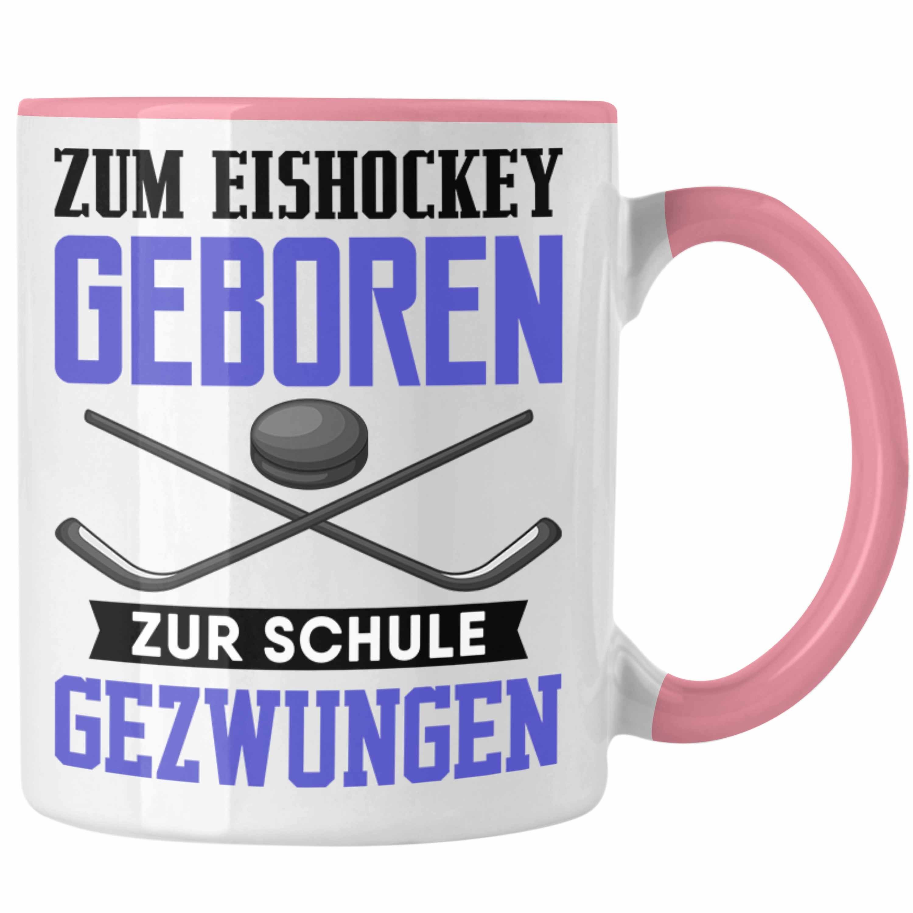 Trendation Tasse Eishockey Tasse Zum Geschenk Rosa Kinder Geschenkideen Eishockey-Spieler Ei
