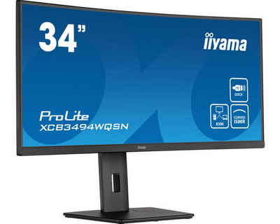 Iiyama TFT XCB3494WQSN 86.4cm black 34/3440x1440/DP/HDMI/KVM/curved/höv TFT-Monitor (3440 x 1440 px, UltraWide Quad HD, 0,4 ms Reaktionszeit, 120 Hz, VA, Curved, Adaptive-Sync, Lautsprecher, HDCP, Höhenverstellbar)