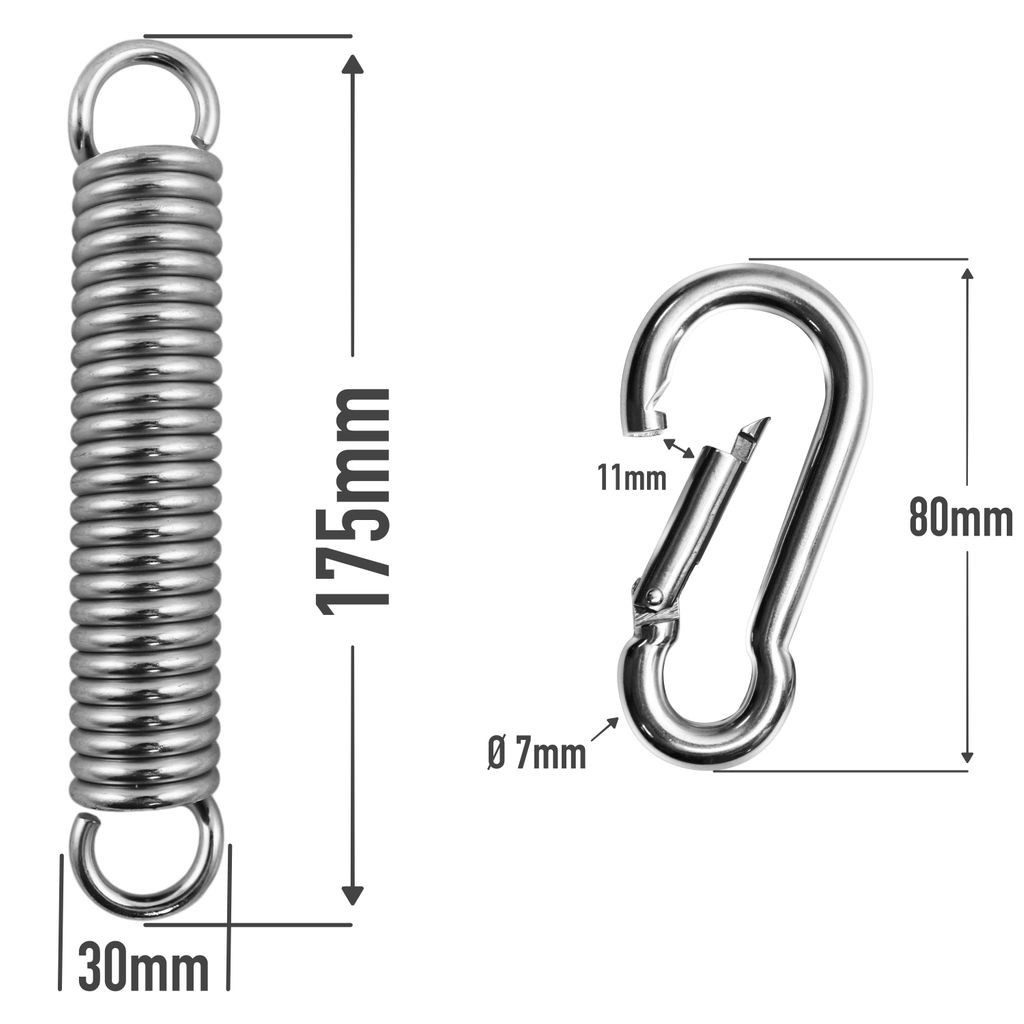 riijk Boxsackfeder Schwingfeder mit Karabiner, Schwingfeder für Hängesessel, Boxsack, Sonnensegel
