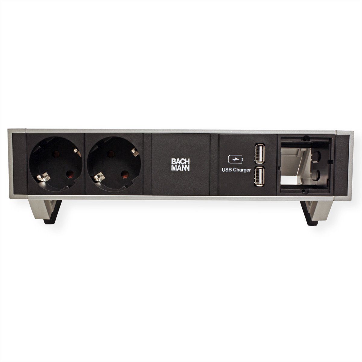 ABD, Steckdosenleiste Bachmann Schutzkontakt m) 1x GST18 2x USB-Charger Inox 0.2 1x DESK2 (Kabellänge