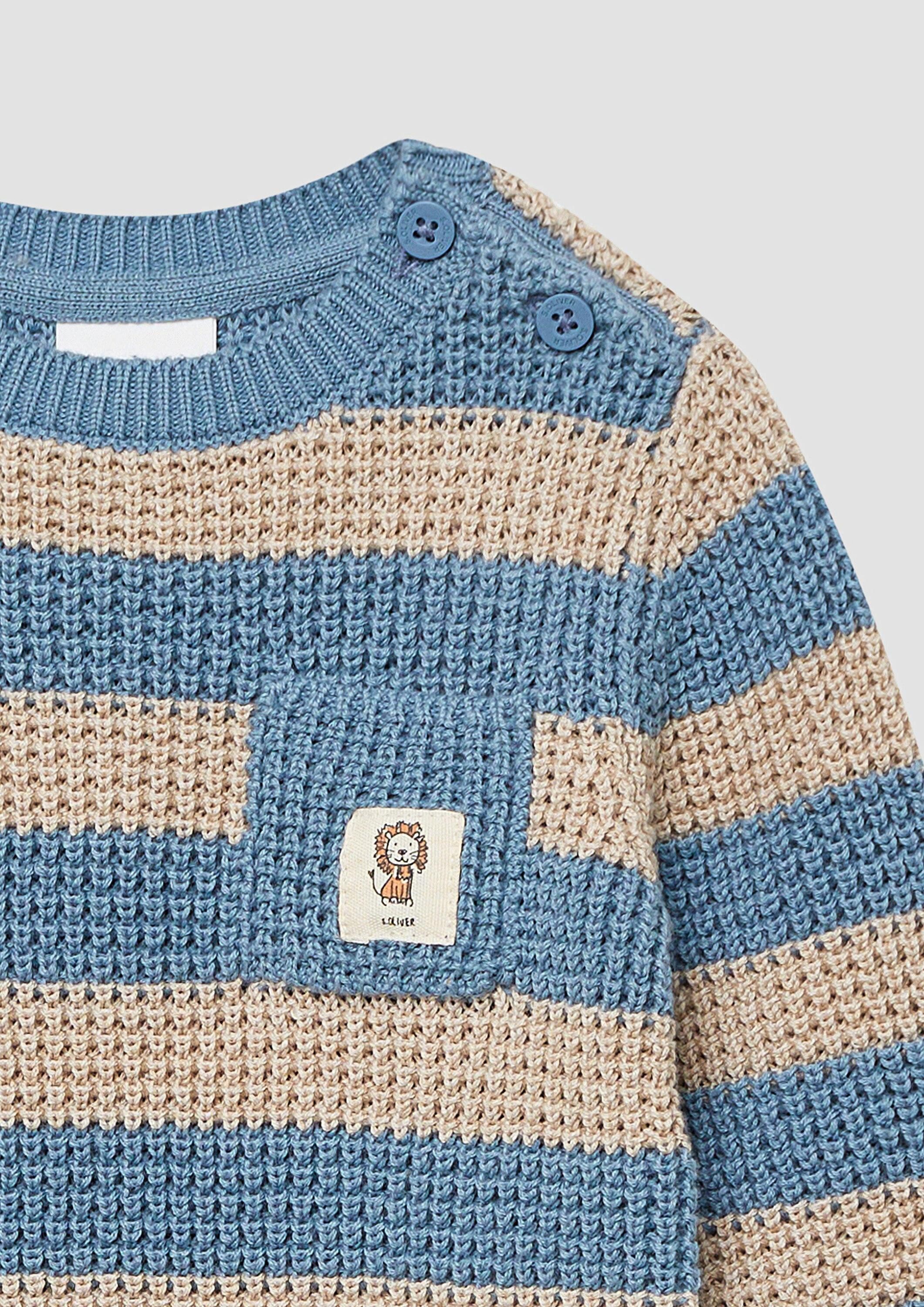 s.Oliver Longpullover Strickpullover Strickpullover mit Streifenmuster und Brusttasche