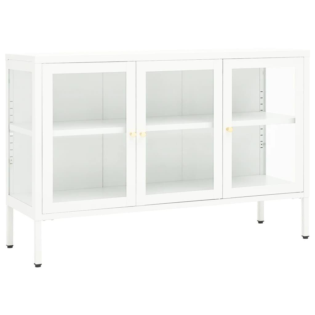 tinkaro Sideboard DRITOR Stahl und Glas Kommode Weiß