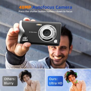 HT Digitalkamera 48MP 1080P FHD Fotokamera mit 3,0 Zoll Bildschirm Kompaktkamera (inkl. 16X Digitalzoom Tragbar Kompaktkamera, für Teenager Erwachsene Anfänger)