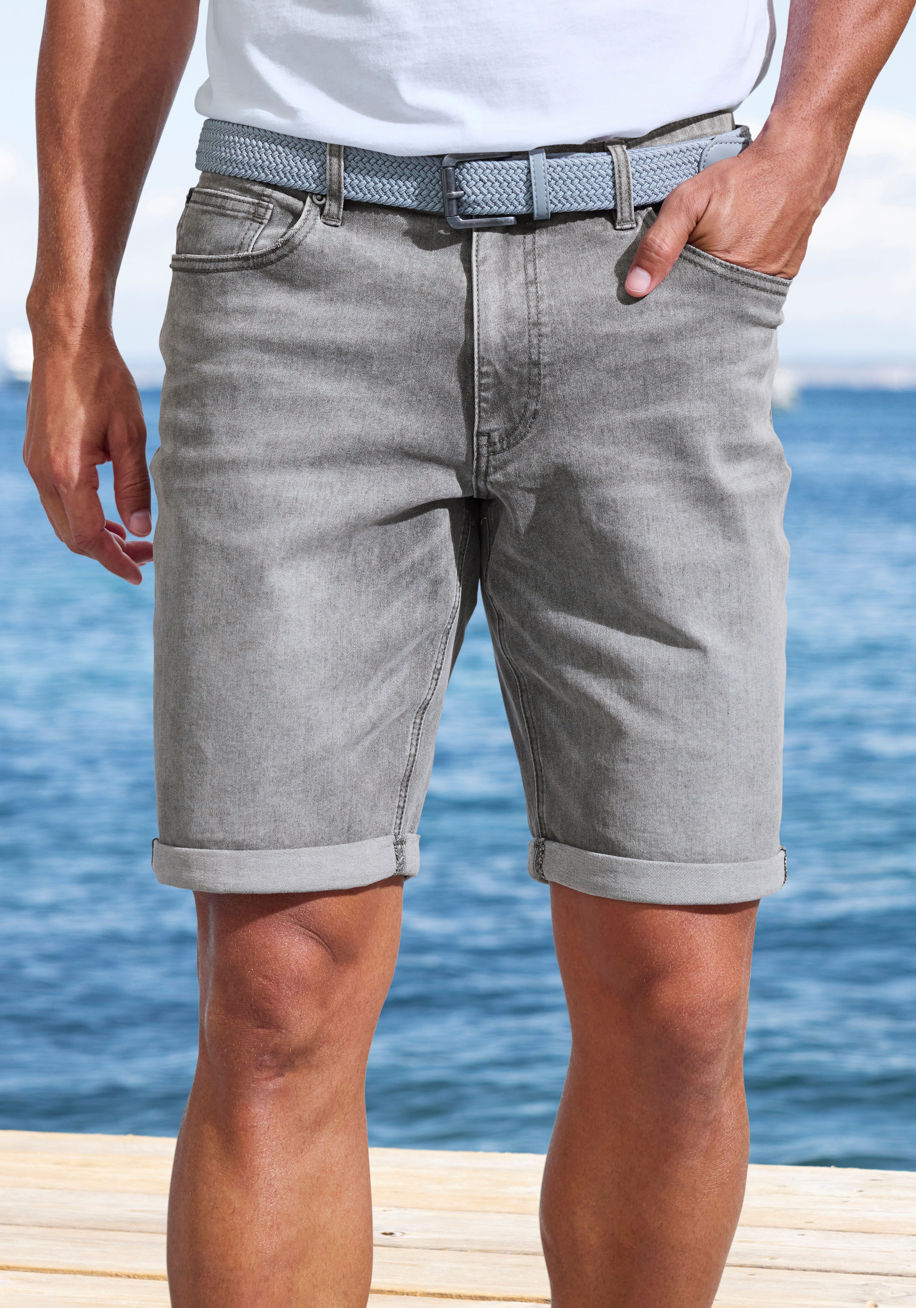 John Devin Jeansshorts 5-Pocket Shorts, aus elastischer Denim-Qualität