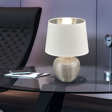 etc-shop LED Tischleuchte, Leuchtmittel inklusive, Warmweiß, Farbwechsel, Tisch Lampe Keramik Ess Zimmer Stoff Leuchte Nacht-Licht