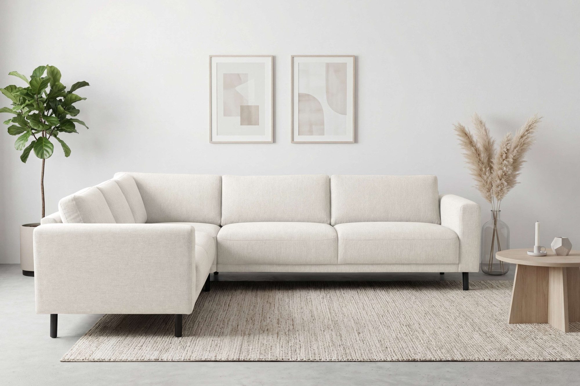 OTTO home Ecksofa Sveeva, L-Form, B.288 cm, schwarze Metallfüße, langlebiger Webstoff, mit Wellenunterfederung, viele Farben