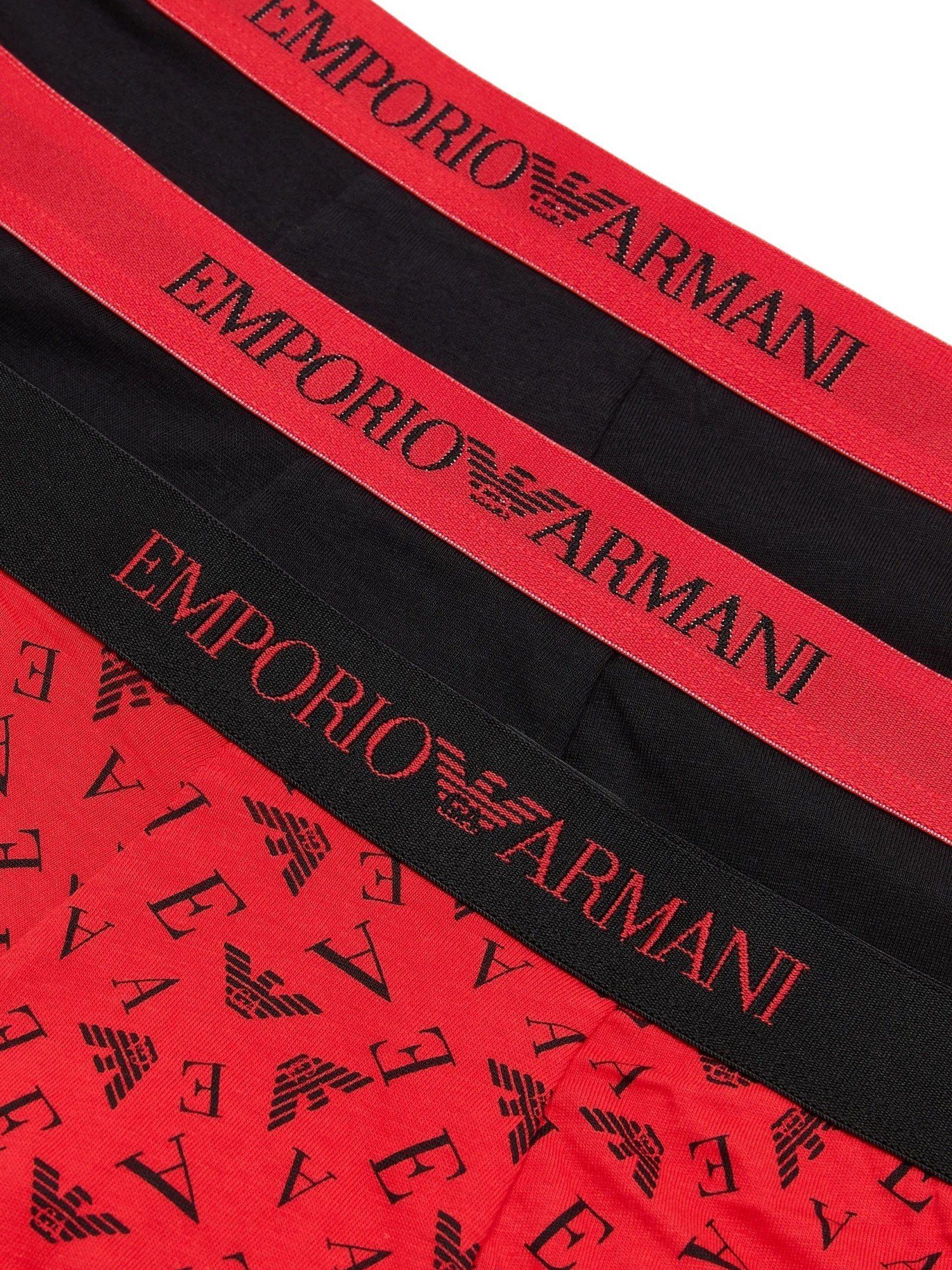 Emporio Armani Boxershorts Trunks 3 Knit Schwarz/Rot Pack Shorts (3-St)