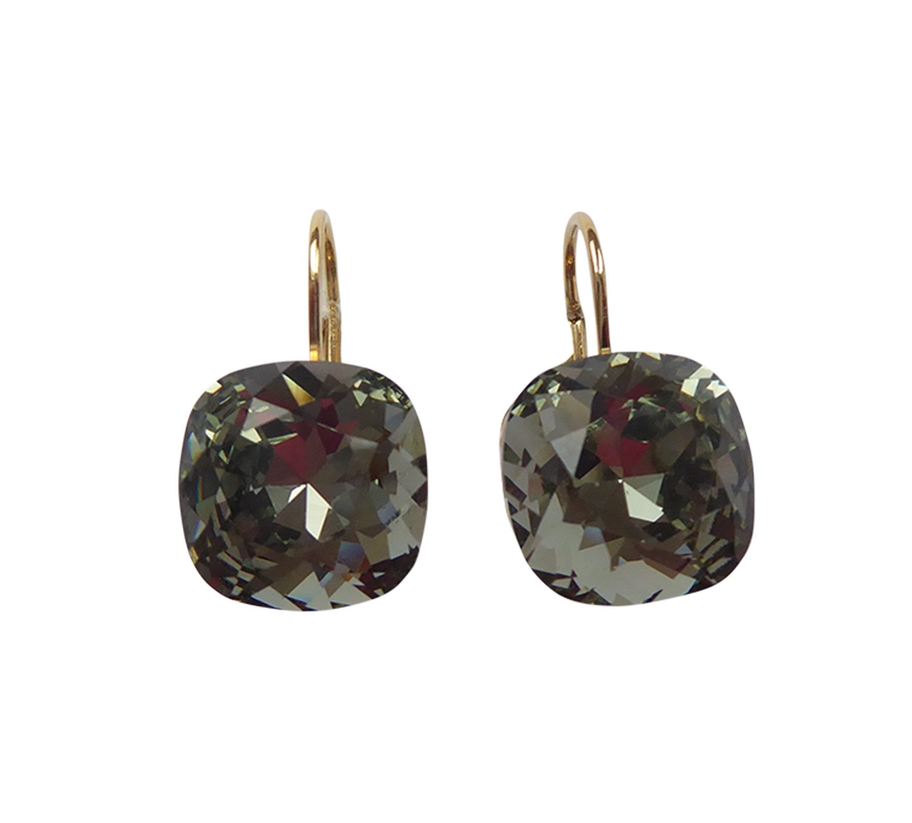 Mugello Paar Ohrhänger Romy grau vergoldet Basic klassisch elegant Geschenk, Handgefertigter Modeschmuck, made in Germany