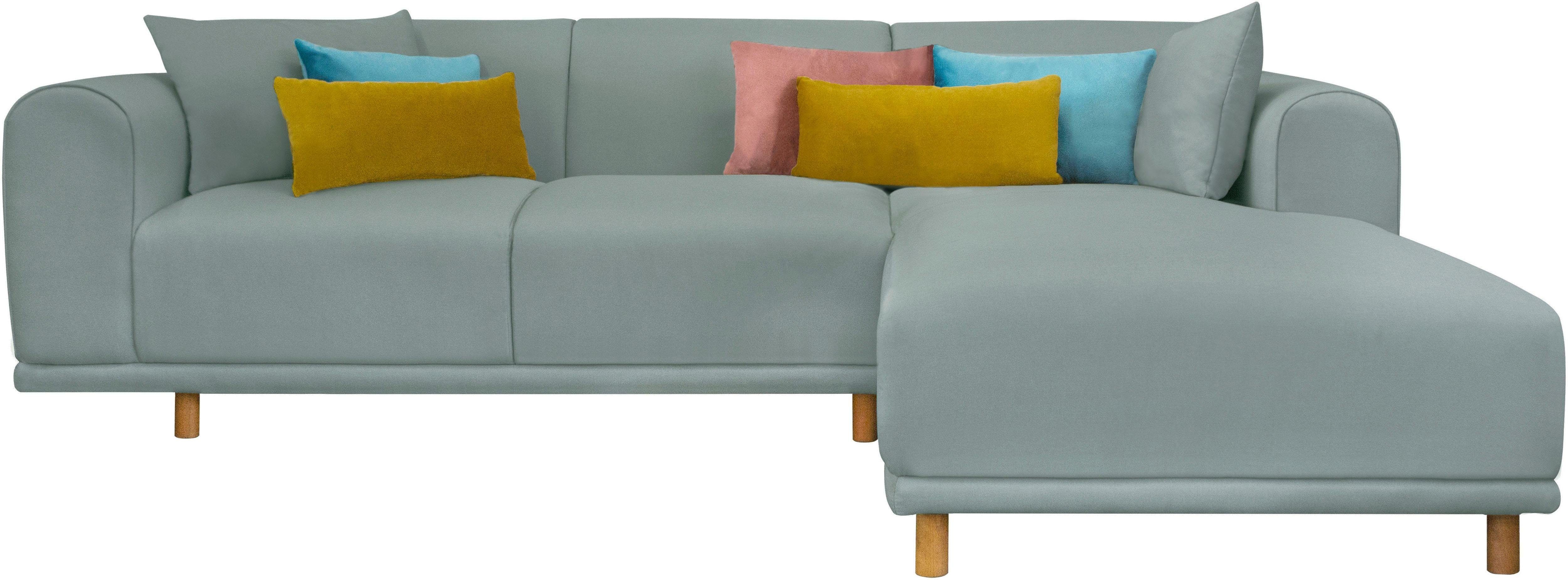 andas Ecksofa Maroon L-Form, in skandinavischem Design, mit losen Kissen