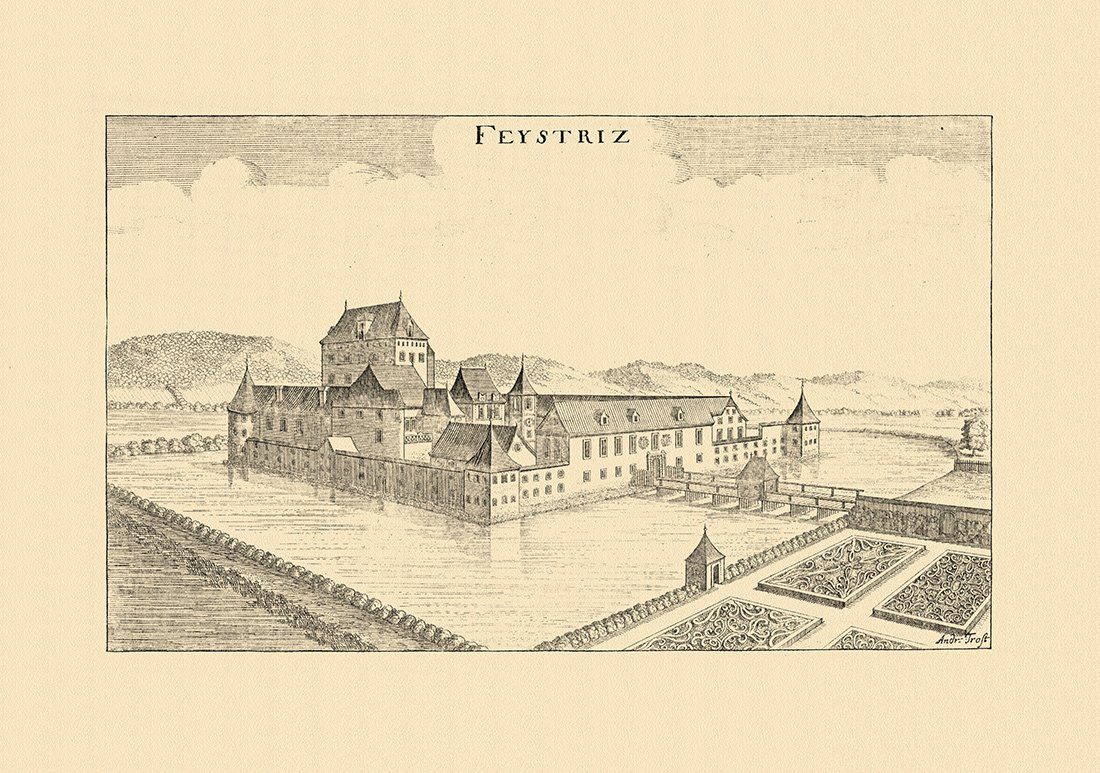 Kunstdruck Feistritz bei Ilz Feystriz Schloss Vischer Österreich Burgen
