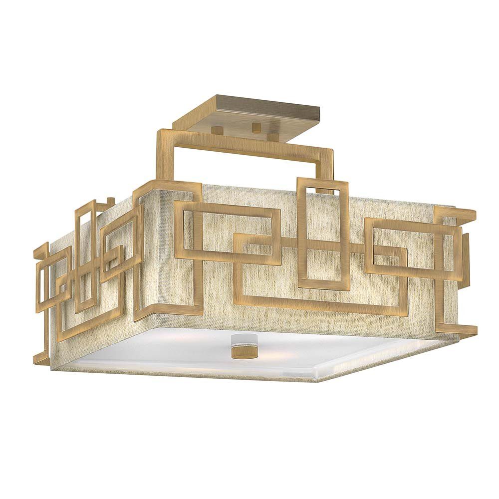 Elstead LIGHTING Deckenleuchte, Leuchtmittel nicht inklusive, Deckenlampe Leuchte Wohnzimmer Stahl Leinen Bronze B 38,7 cm 3 Flammig