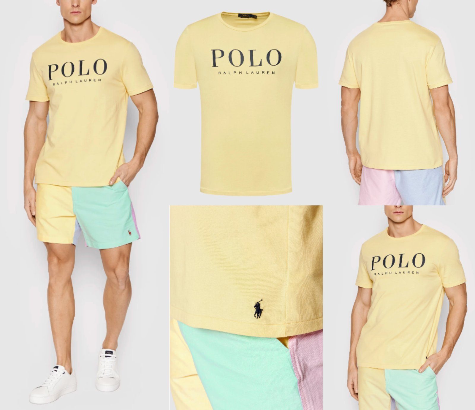 Ralph Lauren T-Shirt POLO RALPH LAUREN 90s 1967 Logo Retro Tee T-Shirt Shirt Custom Fit Pur