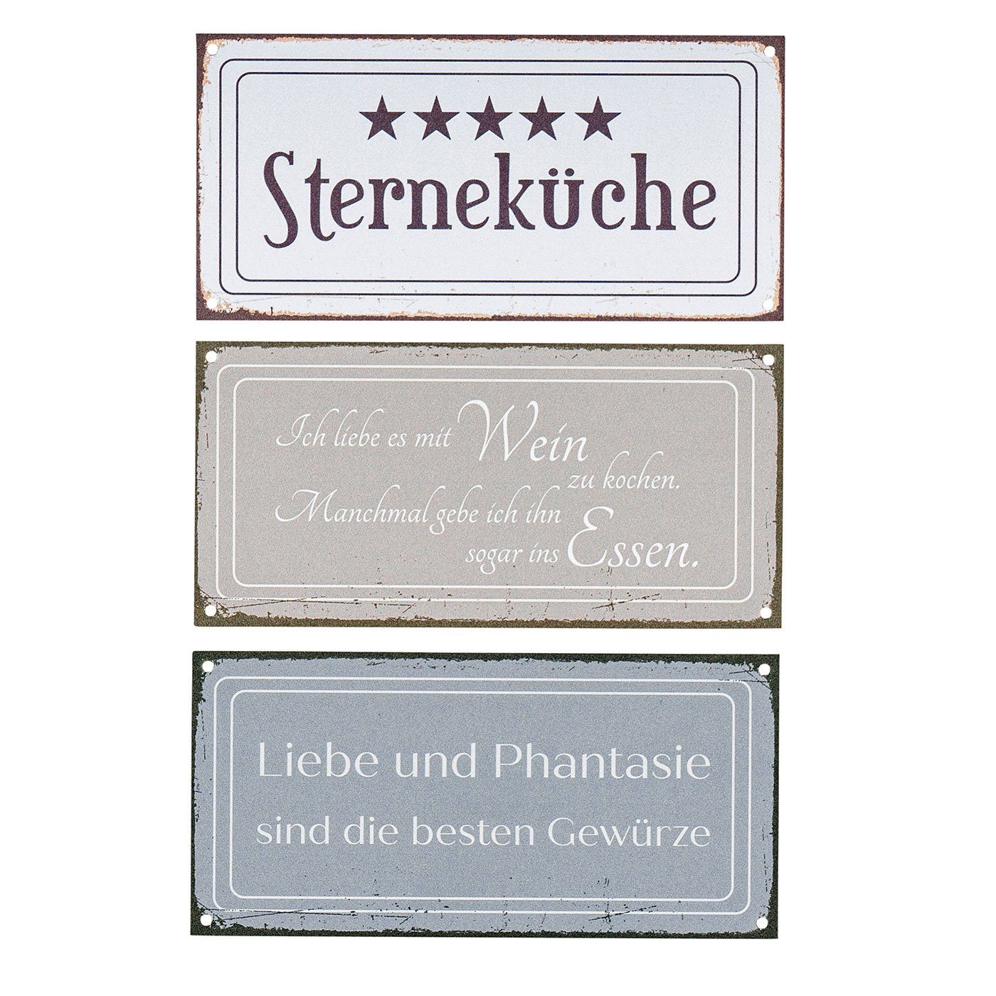 Levandeo® Metallbild, 3er Set Wandbilder 20x10cm günstig online kaufen