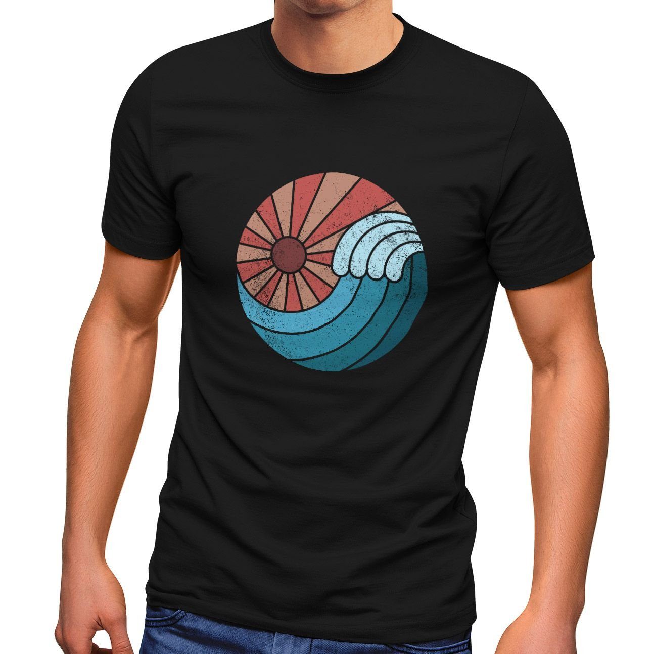 Neverless Print-Shirt Neverless® Herren T-Shirt Welle günstig online kaufen