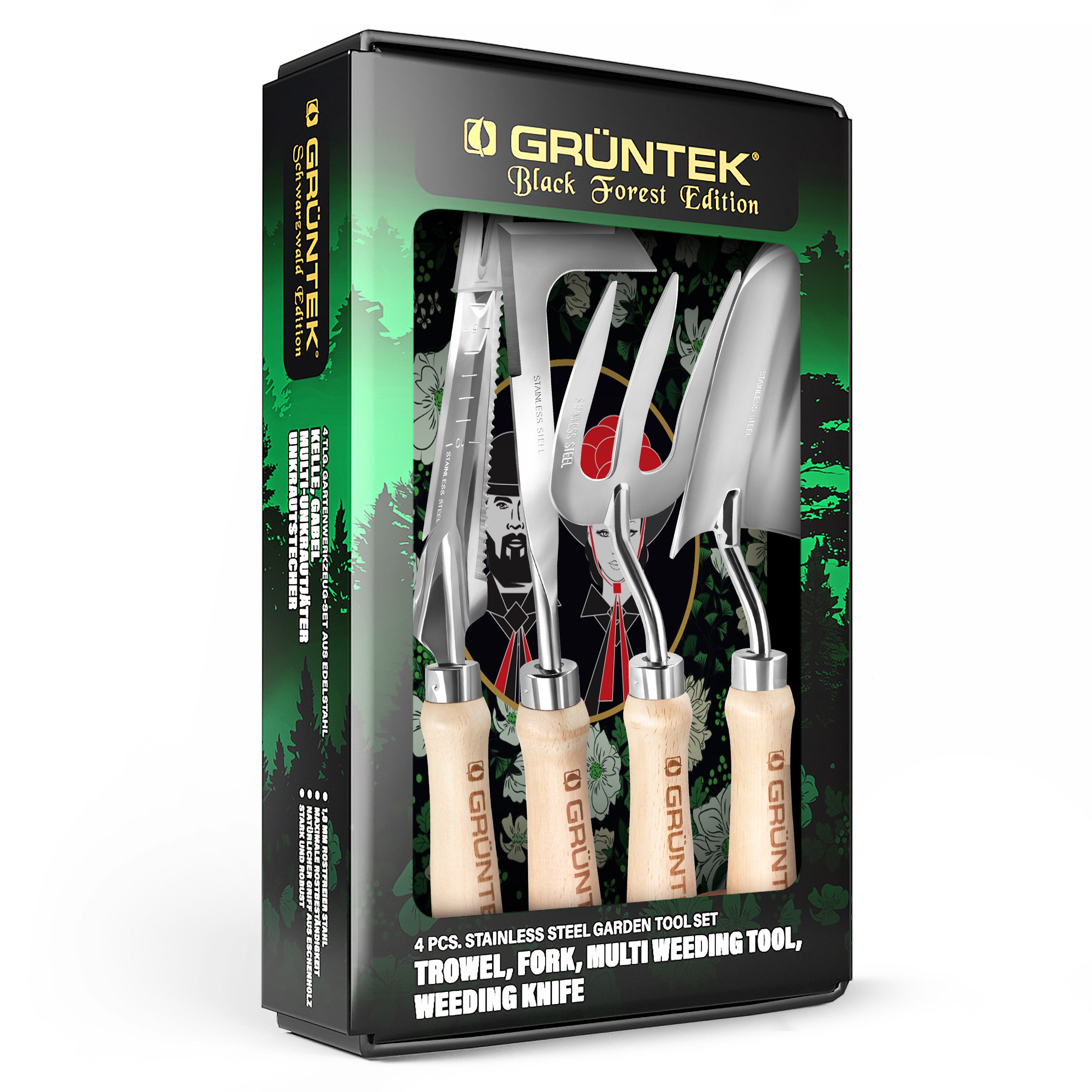 GRÜNTEK Gartenpflege-Set 4-TLG Gartenwerkzeug-Set, Premium Gartengeräte, günstig online kaufen