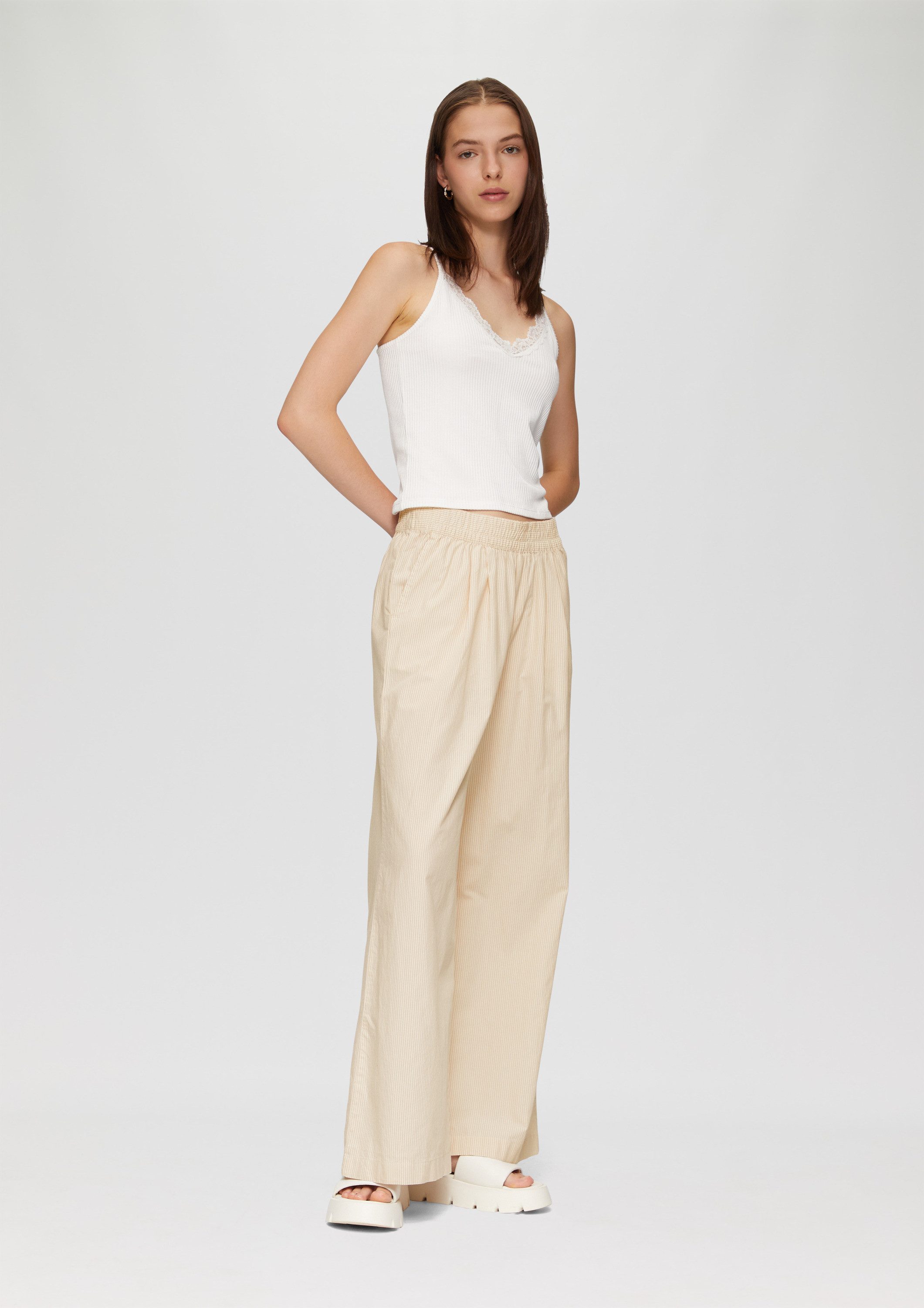 QS Chinos Hose Lässige Baumwollhosen mit Streifen