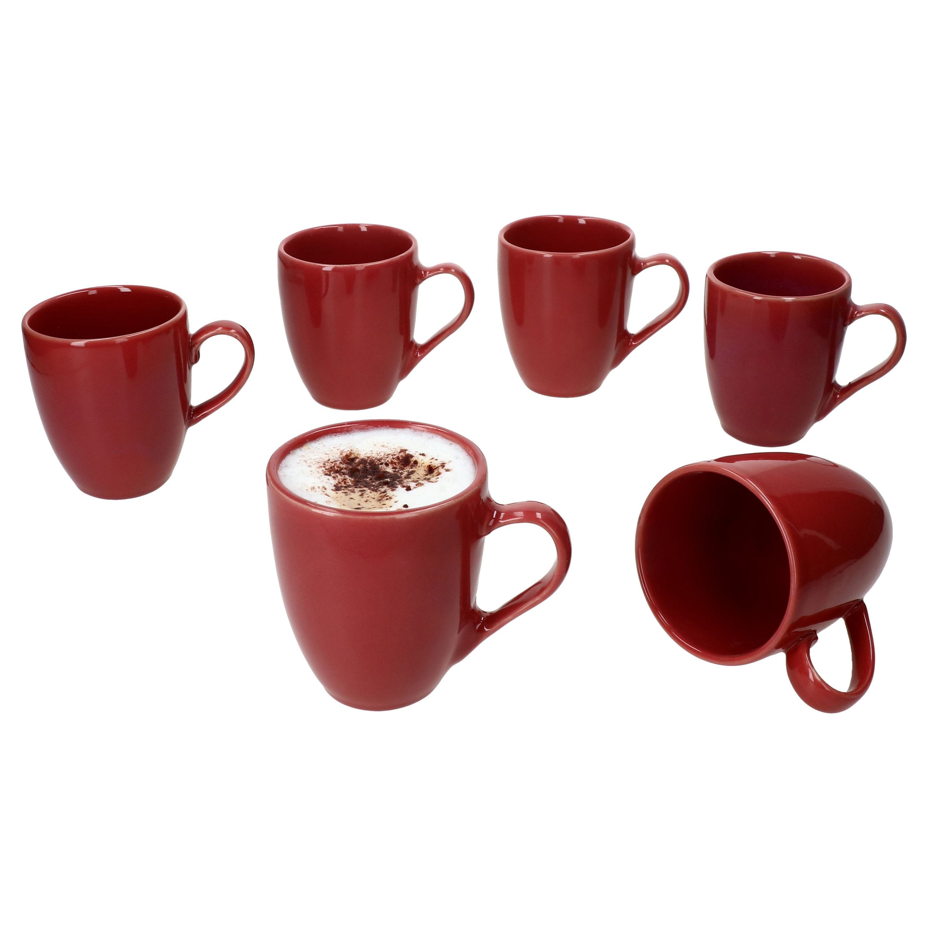 MÄSER Becher Mäser 6x Natural Kaffeebecher 270ml rot Steingut-Tassen 6 Personen, Steingut
