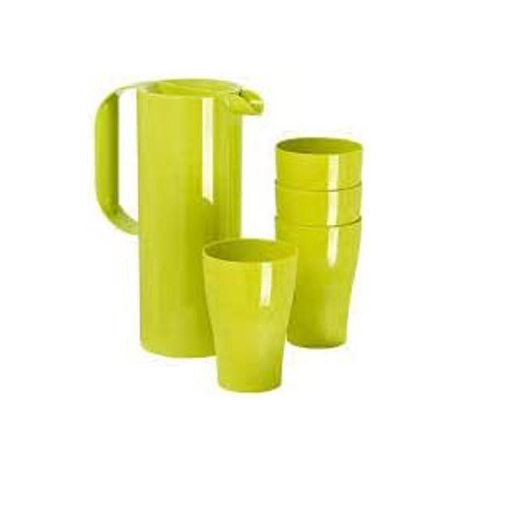 habeig Kanne Kanne Koziol mit Deckel und 4 Bechern - 5 tlg. Set Camping Grün 1,5 L