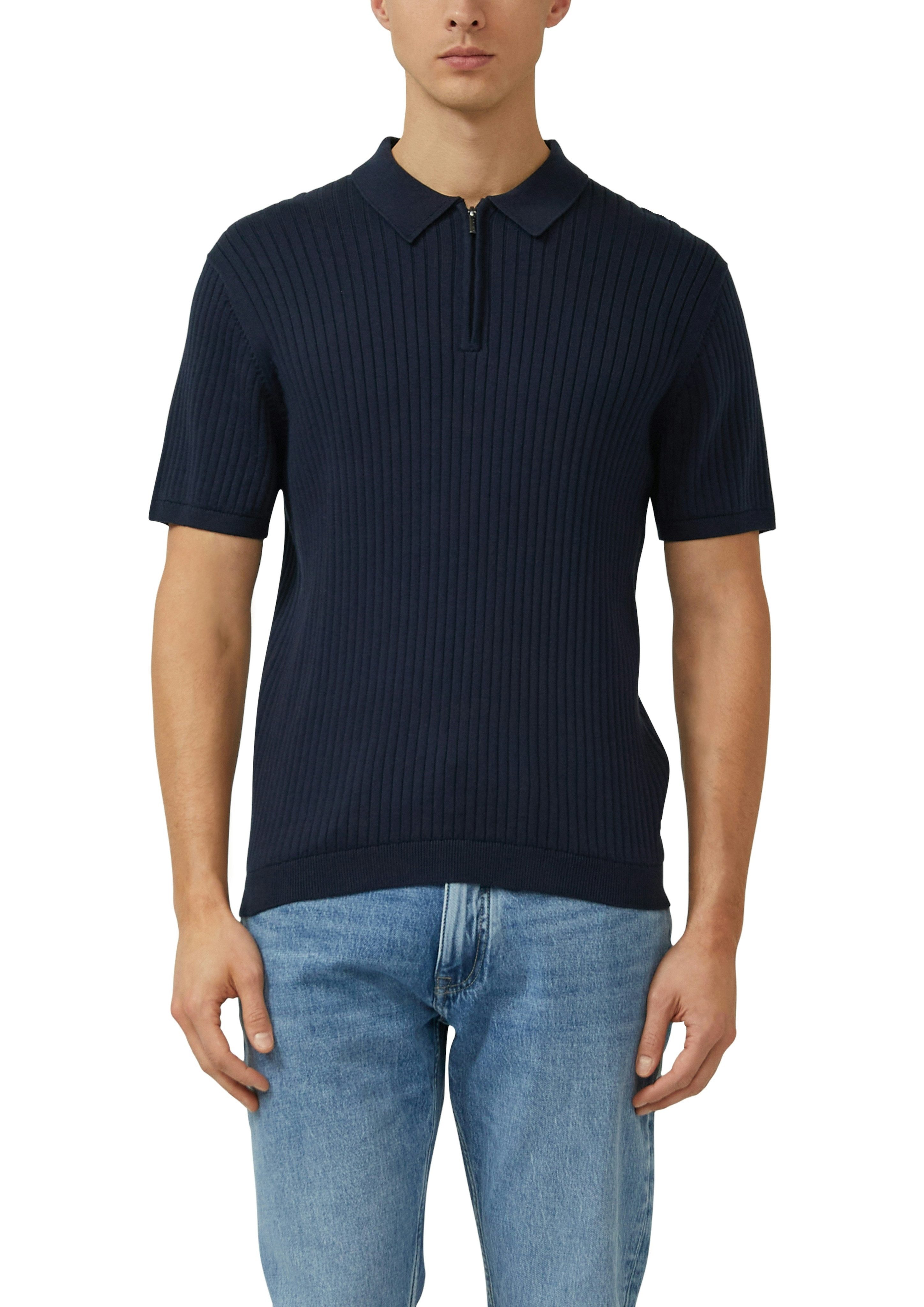 s.Oliver Poloshirt mit Strick-Muster und kurzes Reißverschluss