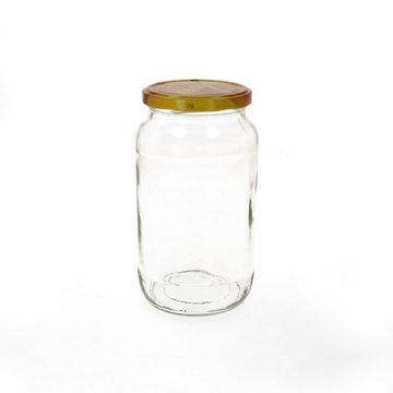 MamboCat Einmachglas 6er Set Rundglas 1062 ml Carino To 82 Deckel mit Honigwabe Rezeptheft, Glas