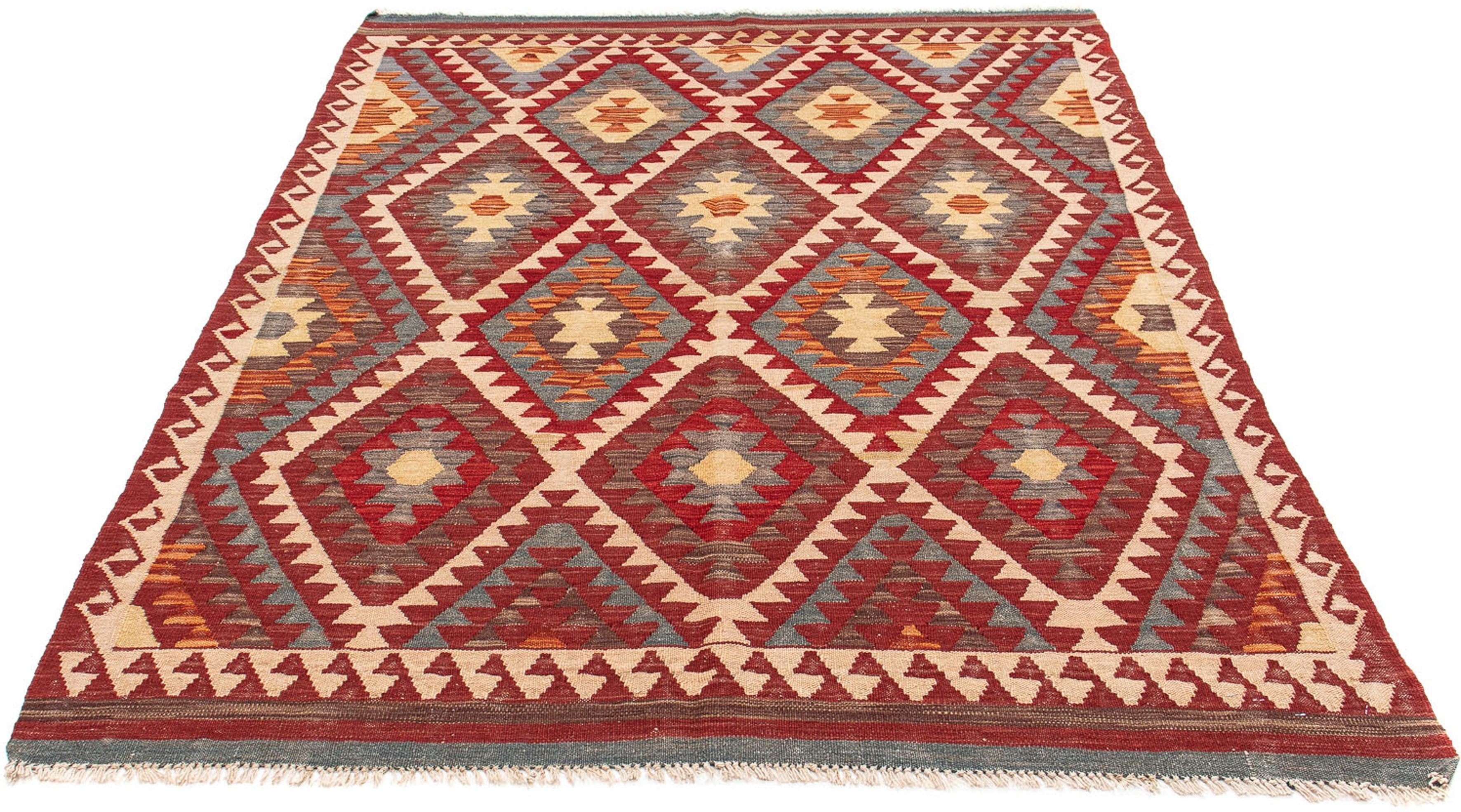Wollteppich Kelim - Oriental - 192 x 136 cm - mehrfarbig, morgenland, rechteckig, Höhe: 4 mm, Wohnzimmer, Einzelstück
