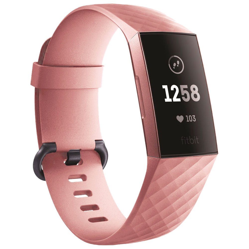 Wigento Smartwatch-Armband Für Fitbit Charge 3 / 4 Kunststoff / Silikon Armband für Männer / Größe L Pink Uhr