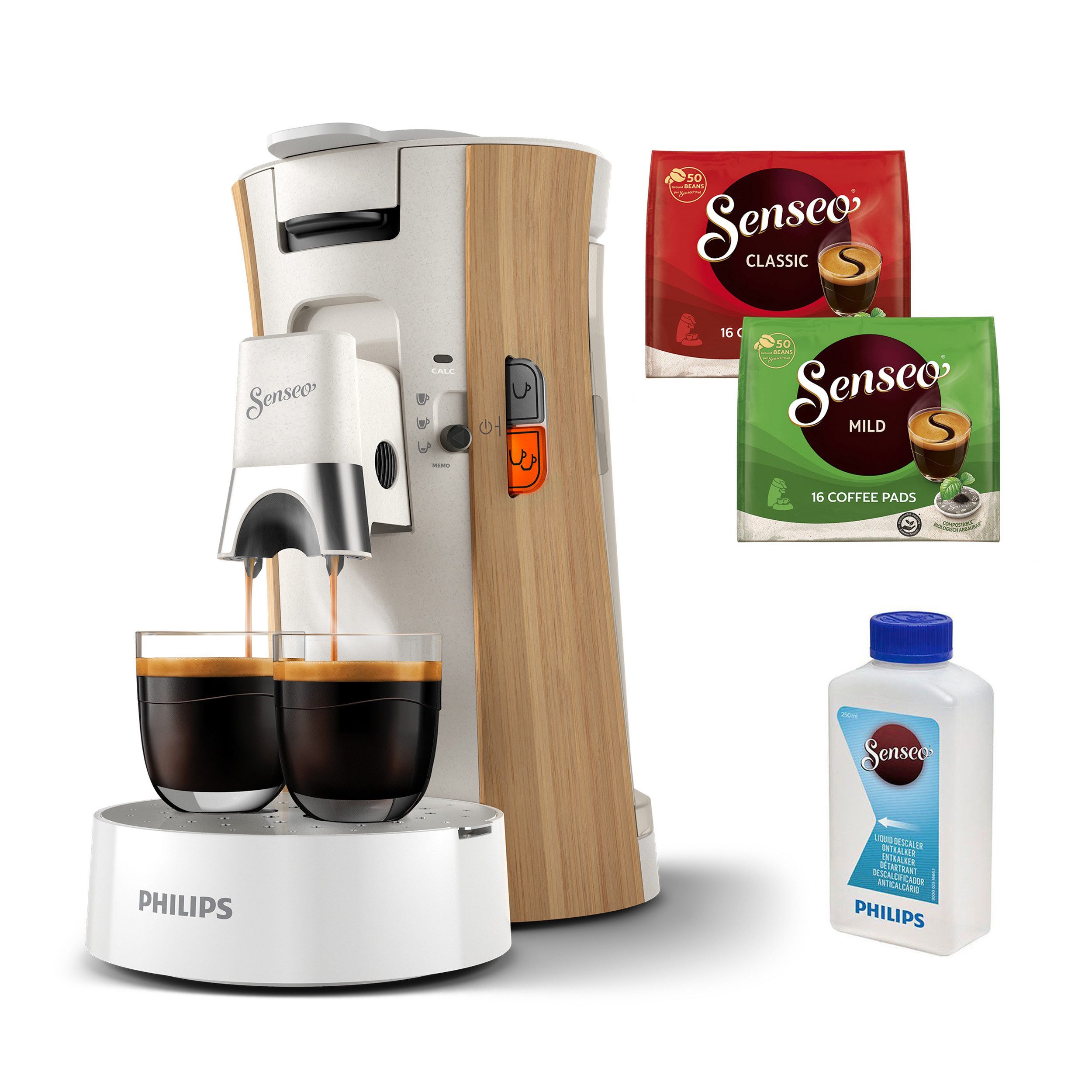 Philips Senseo Kaffeepadmaschine Select CSA240/05 Eco Conscious Collection, aus 21% rec. Plastik, Memo-Funktion, inkl. Gratis-Zugabe, Wert 14€ UVP