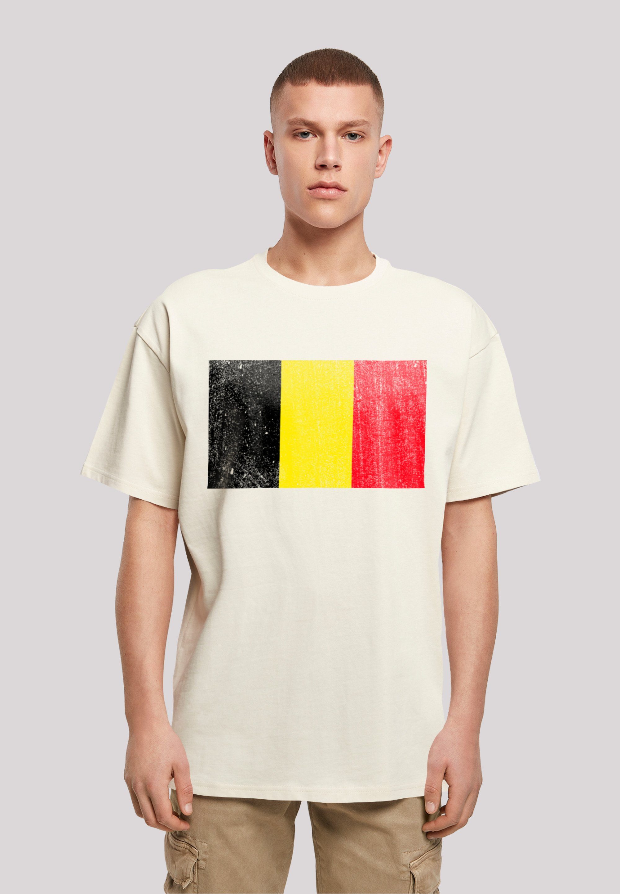 F4NT4STIC T-Shirt Belgium Belgien Flagge Print sand