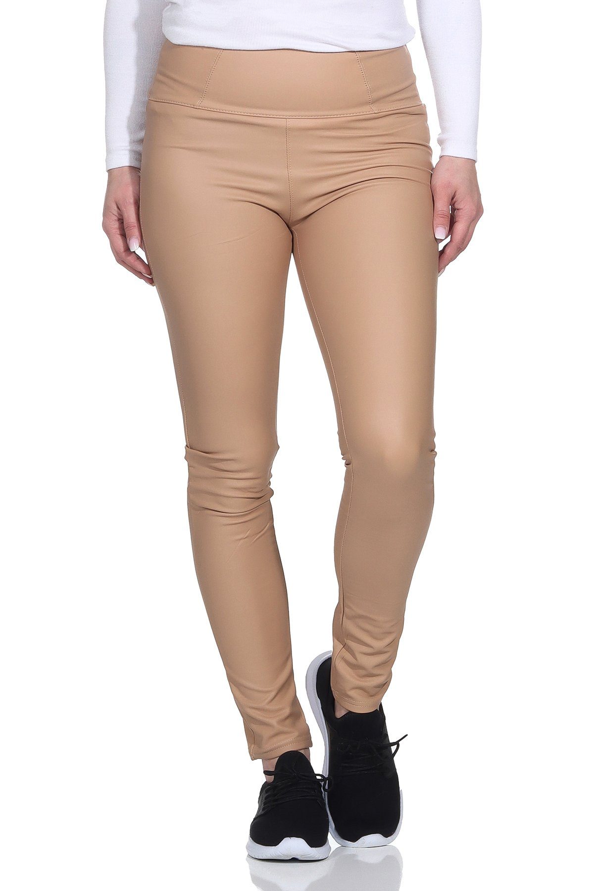 Aurela Damenmode Lederhose Damen Leder Leggings gefüttert (1-tlg) mit elast günstig online kaufen