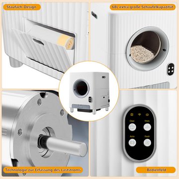 XDOVET Katzenecktoilette 68L intelligente Katzentoilette Kamera für Echtzeit-Überwachung, Doppelte Desodorierung APP-Steuerung Silberionen-Sterilisations