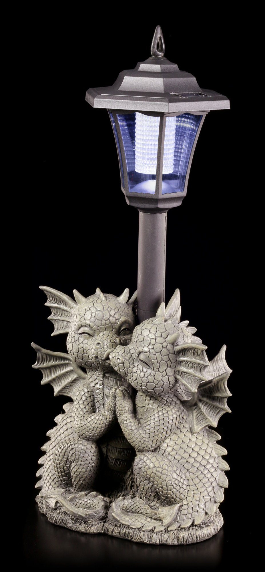 Figuren Shop GmbH Gartenfigur Drachen Gartenfigur mit Solar Lampe - Loving Dragons - Fantasy Garten