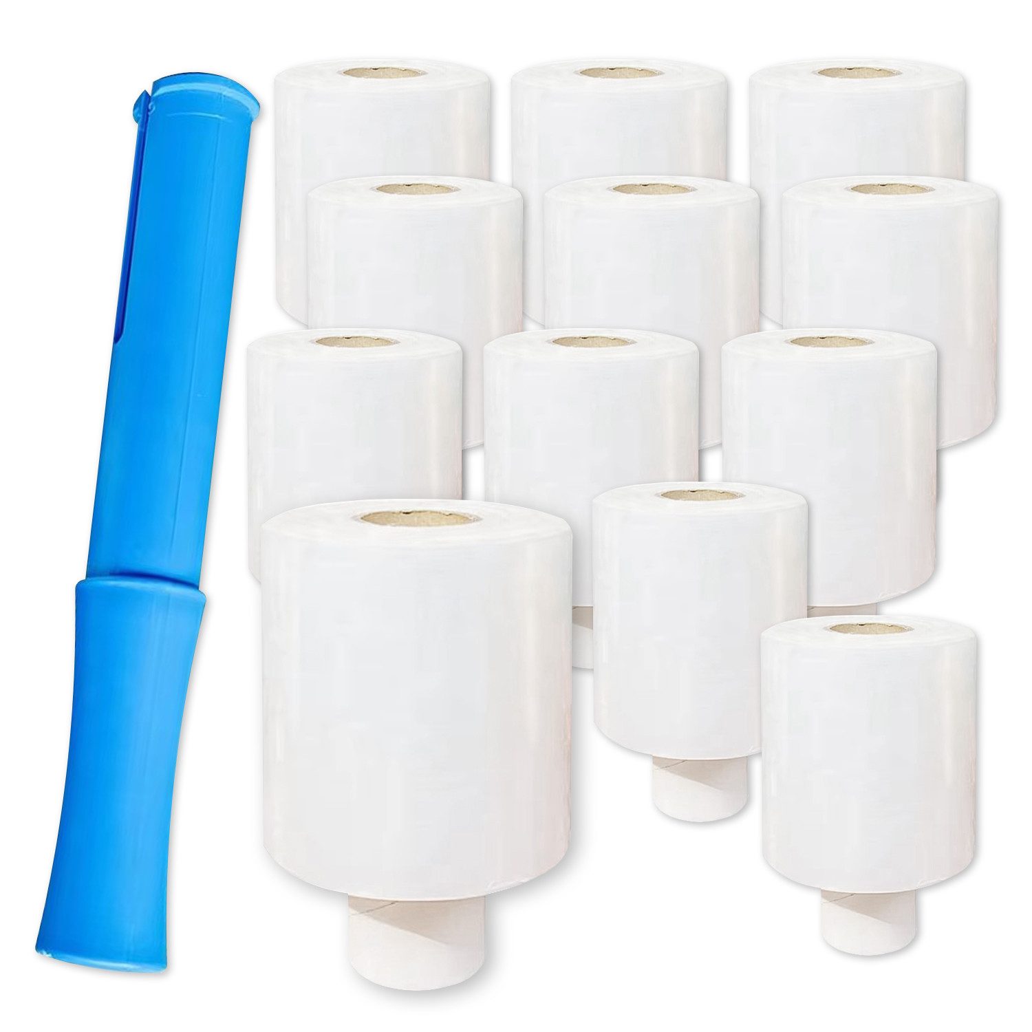 Klebeband 12x Stretchfolie Mini 100 mm x 150 m - 20 my