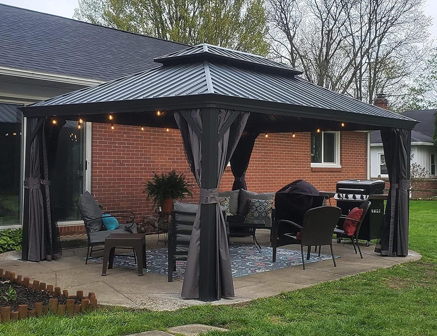 PURPLE LEAF Pavillon Aluminium Pavillon mit SeitenwandHardtop und