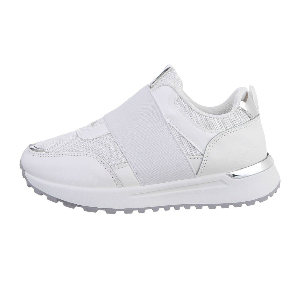 Ital-Design Damen Low-Top Freizeit Sneaker Flach Sneakers Low in Weiß