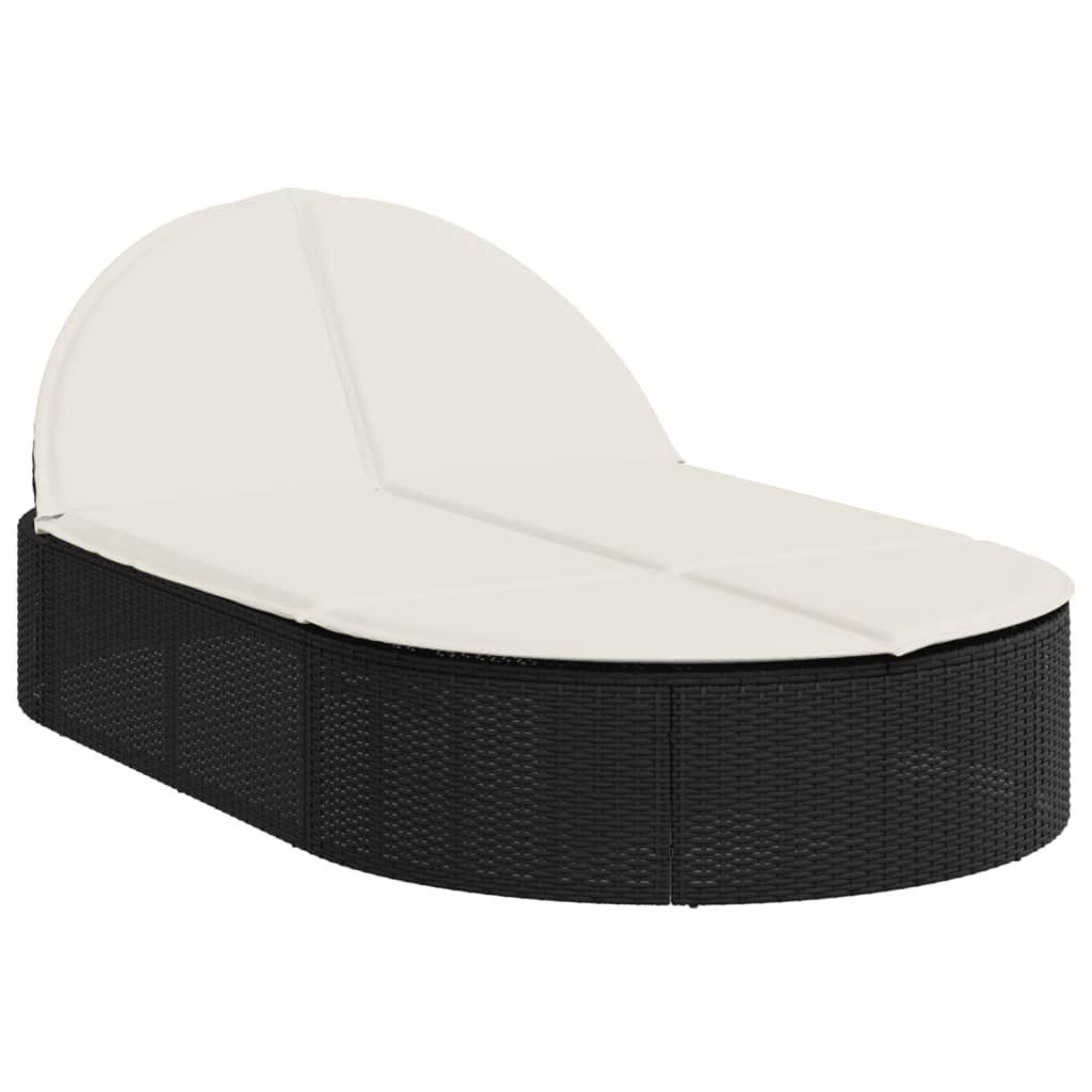 vidaXL Gartenliege Doppel-Sonnenliege mit Kissen Schwarz günstig online kaufen
