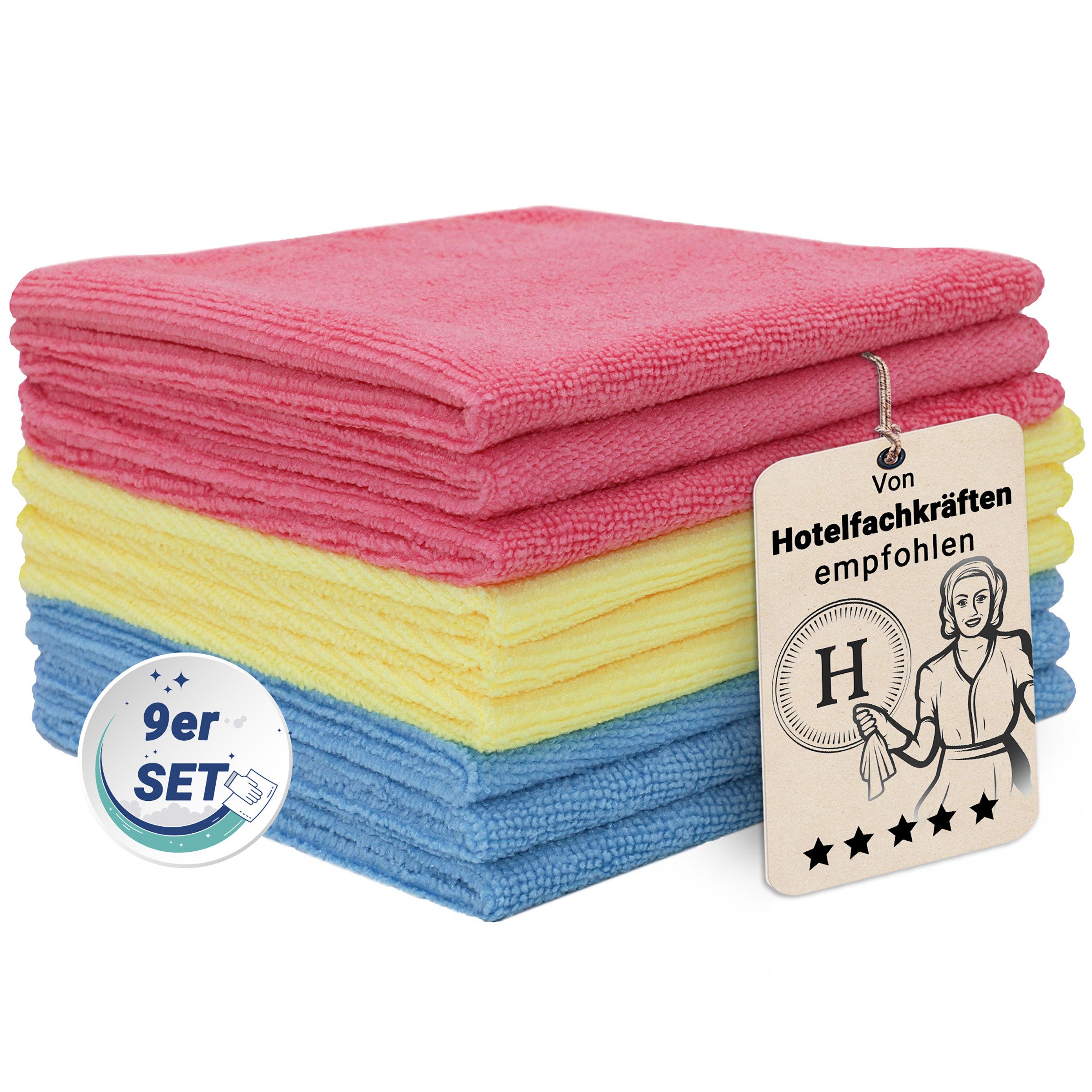 ZOLLNER Geschirrtuch, (Spar-Set, 9-tlg), Mikrofasertücher, 32 x 32 cm, 80% Polyester, 20% Polyamid, vom Hotelwäschespezialisten