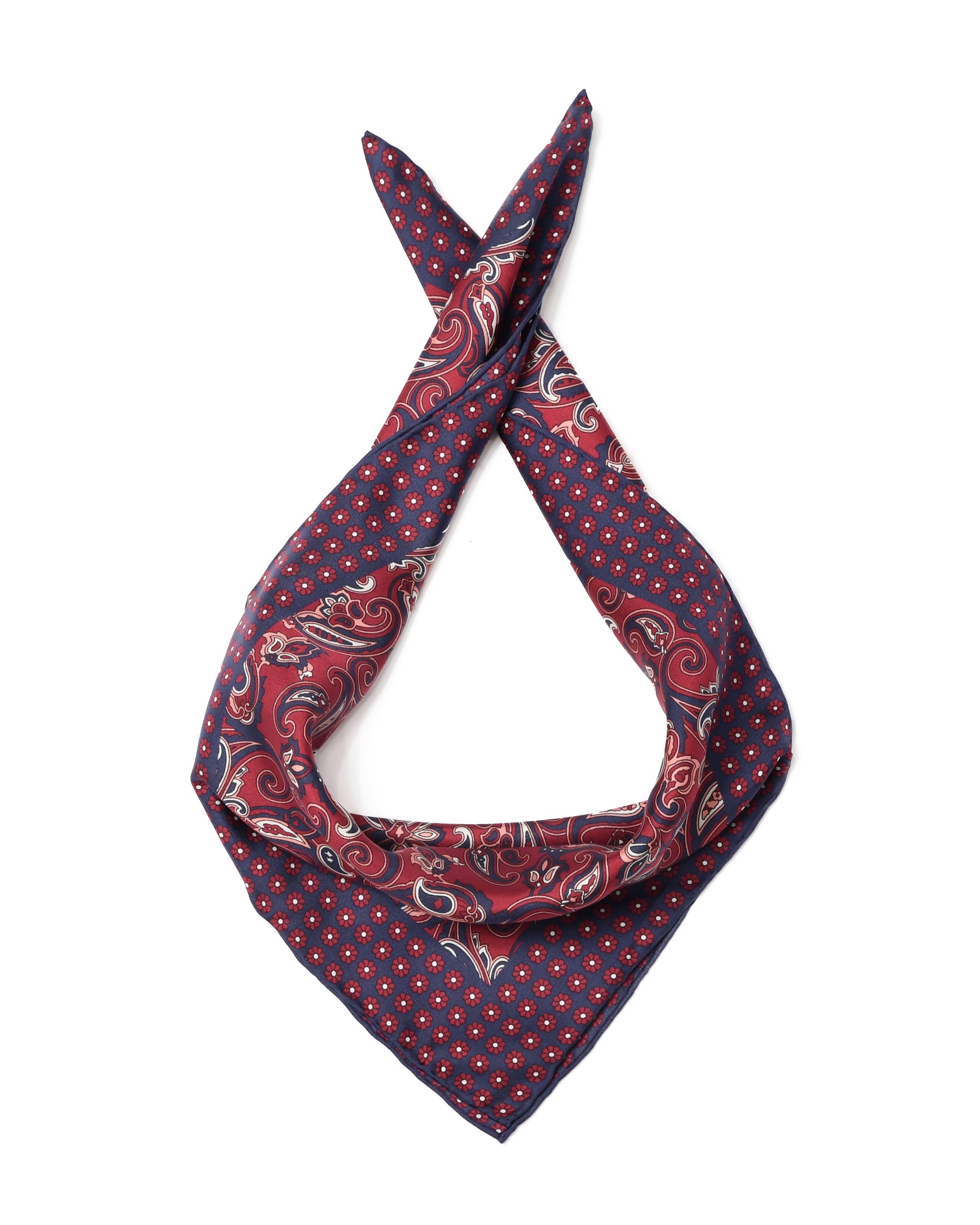MayTree Seidentuch Herren handrolliert aus Twill-Seide 53x53, Paisley m. Rand Magenta, (Stück), 100% Seide