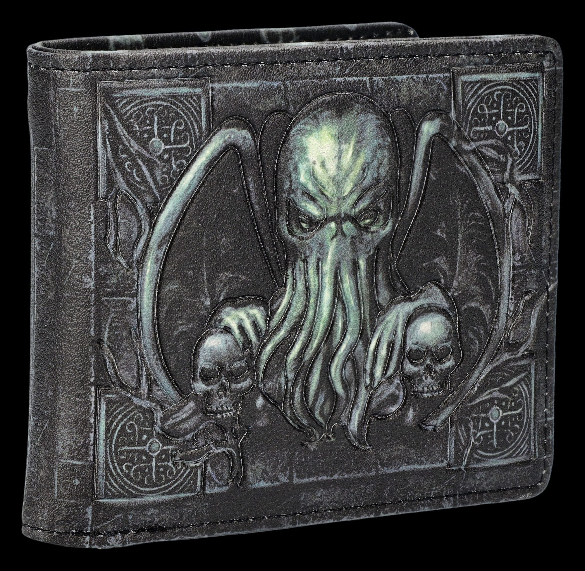 Figuren Shop GmbH Geldbörse Cthulhu Portemonnaie – Dunkles Kunstleder Gothic Geldbeutel 9,5 cm