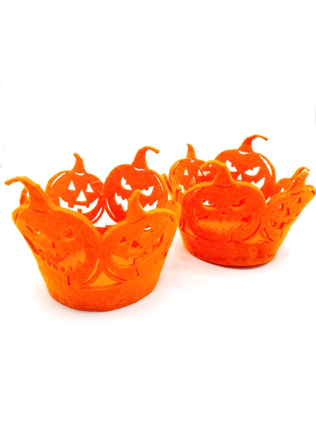 meytrade Blumentopfuntersetzer Halloween Kürbis Deko aus Filz 2er Set in orange, Zubehör für Metall Töpfe, Herbstdeko