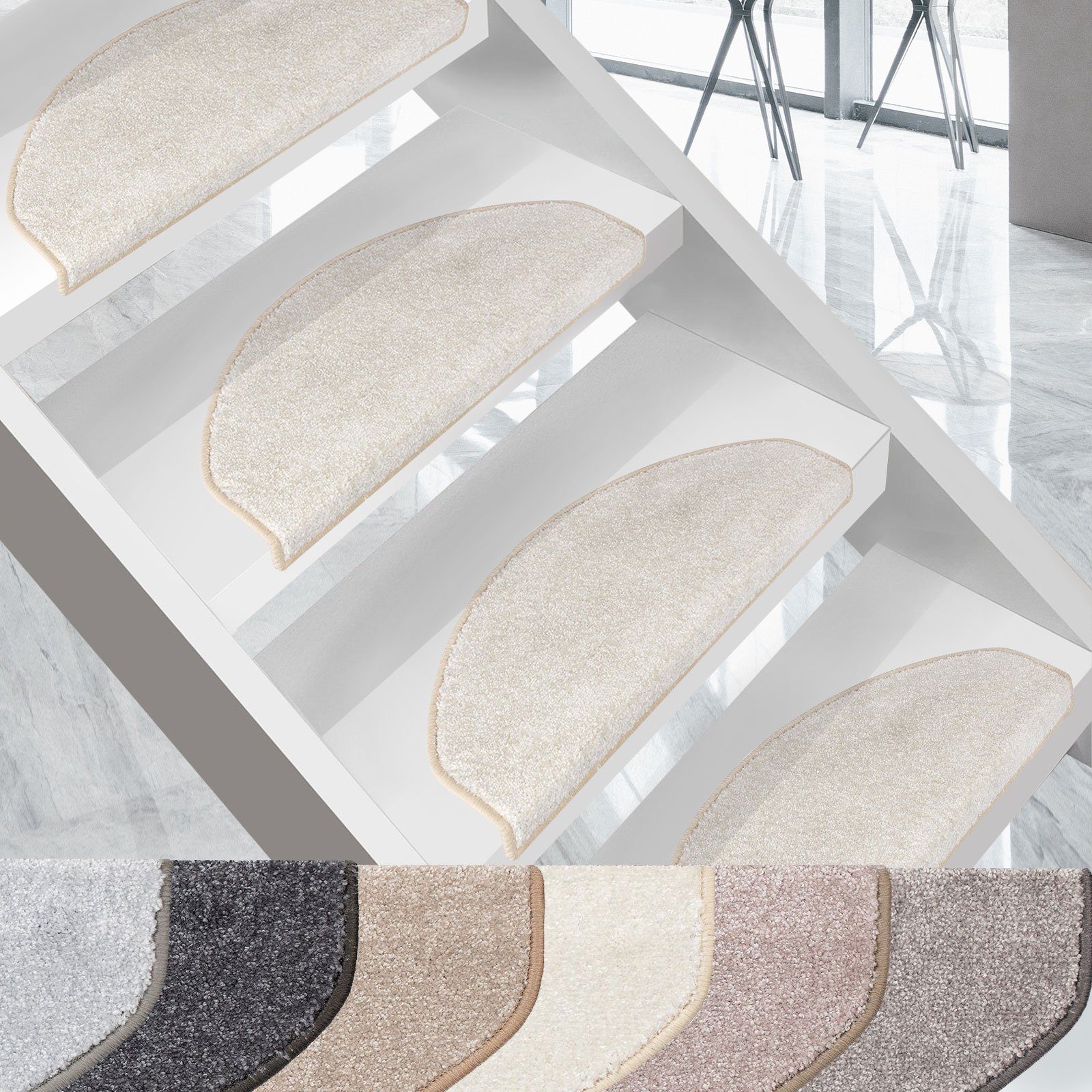 Stufenmatte »Sundae 1A, Erhältlich in vielen Farben & Größen,  Treppenschutz«, Floordirekt, Halbrund, Höhe 13,5 mm online kaufen | OTTO