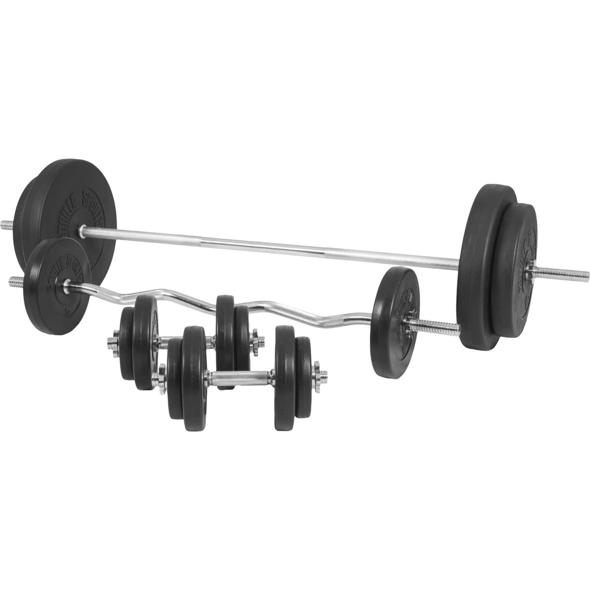 Hantel-Set Hantelset 100kg,Langhantelstange 170cm,Curlstange 120cm, Kurzhanteln
