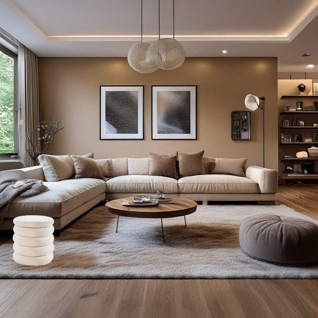 Kobolo Sitzhocker Hocker mit Aufbewahrung BAHATI – Bouclestoff (1 Stück, mi günstig online kaufen