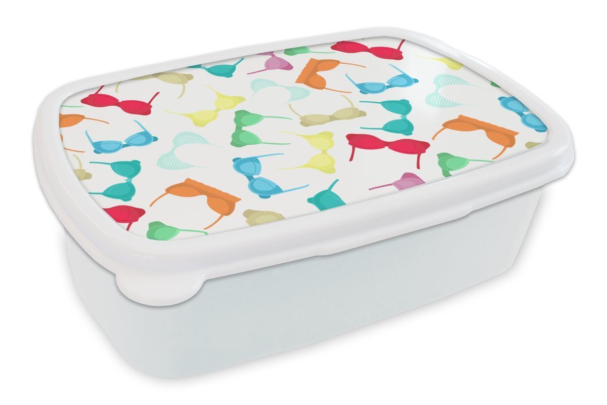 MuchoWow Lunchbox BH - Regenbogen - Frauen - Muster, Kunststoff, (2-tlg), Brotbox für Kinder und Erwachsene, Brotdose, für Jungs und Mädchen weiß