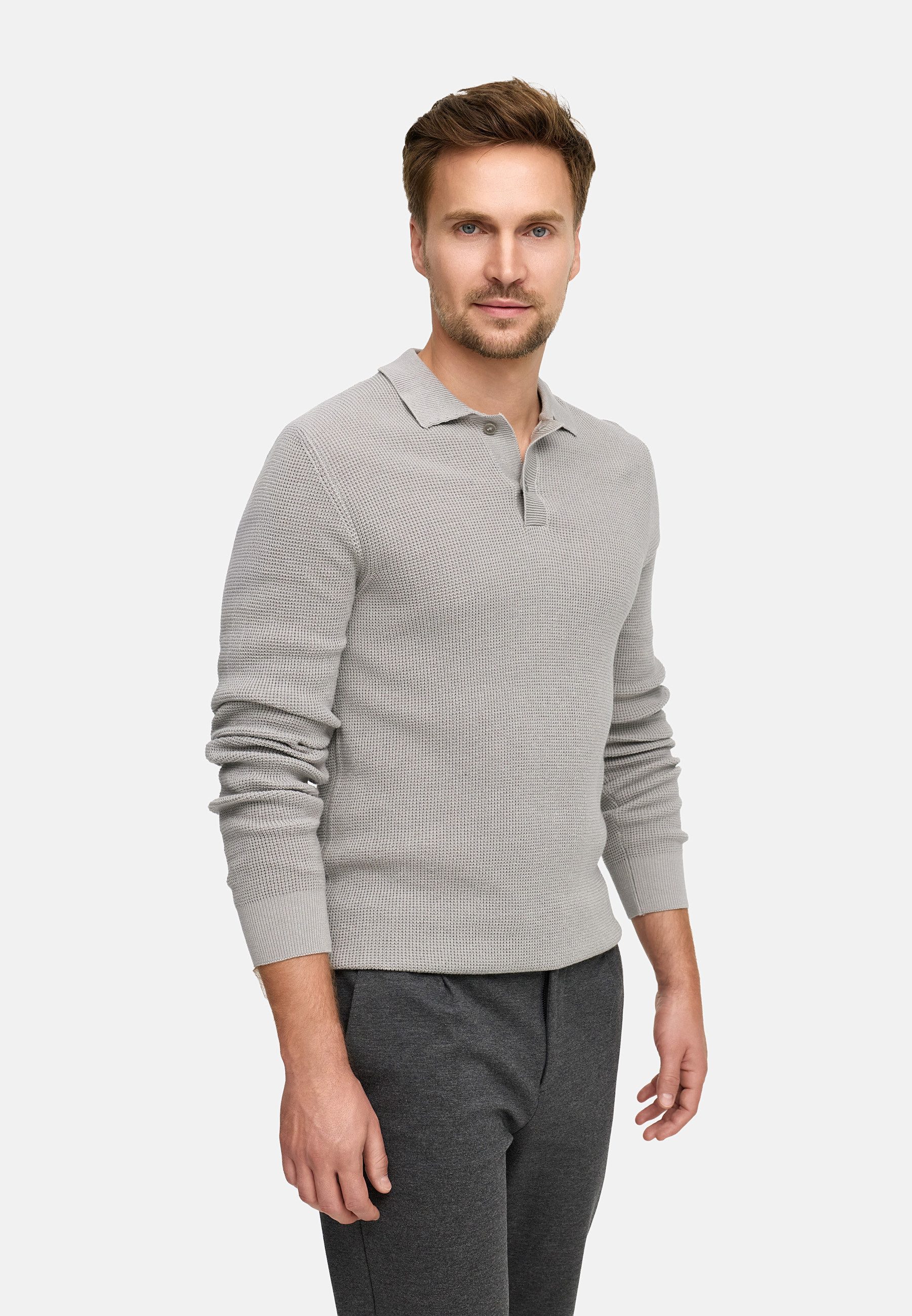 Jeff Strickpullover Herren JFTristan polo Pullover Herrenpullover mit Polokragen und Knopfleiste