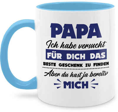 Shirtracer Tasse Papa ich habe versucht das Geschenk zu finden schwarz/dunkelblau, Keramik, Geschenk Vatertag Kaffeetasse